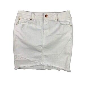 Inc Size 4 Womens White Skirt Stretch Raw Hem